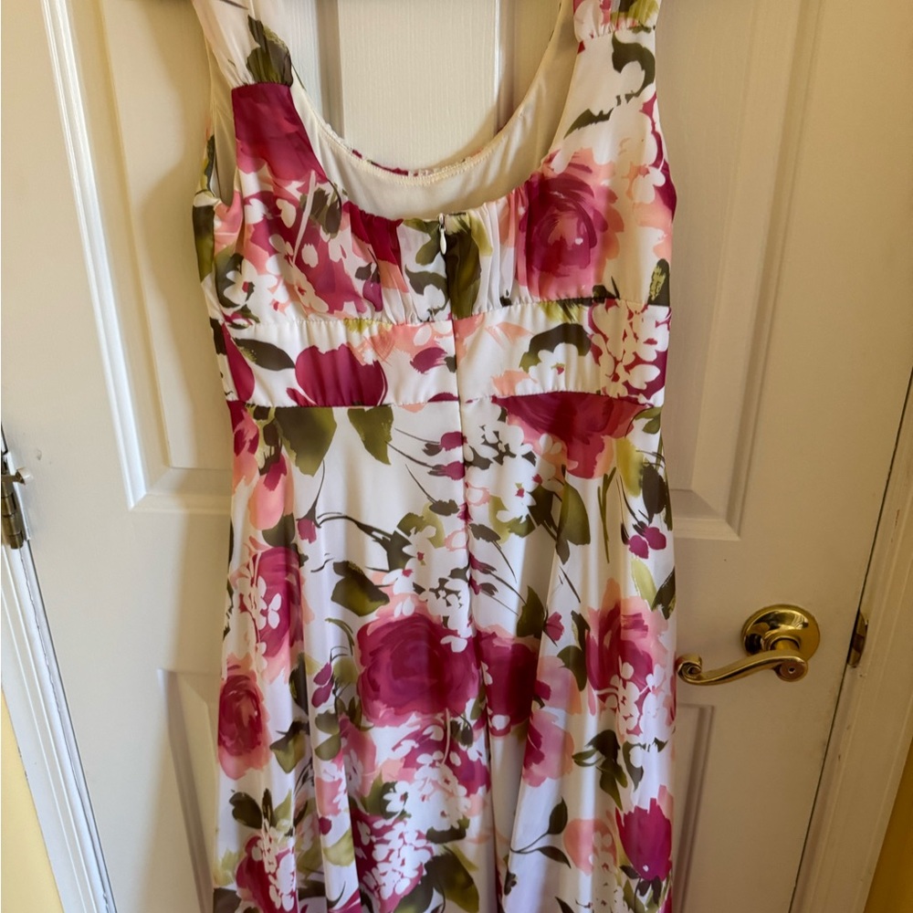 Floral Sleeveless Dress - Pink and Green